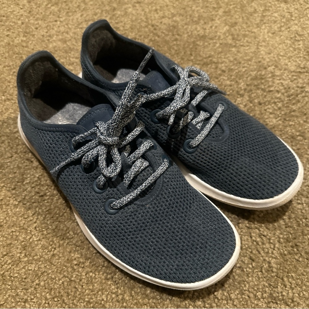 Allbirds Tree Runners Wool Shoes Woman’s Size 8 Lace Up Blue